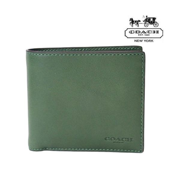 COACH（コーチ） セール 財布 メンズ ニつ折り財布 緑 グリーン