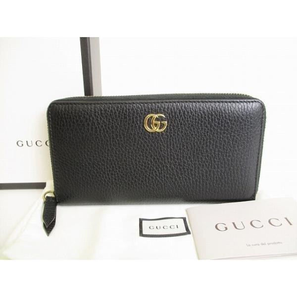GG グッチ GUCCI ダブルG マーモント レザー ラウンドファスナー