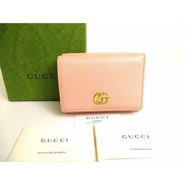 621 GUCCI GGマーモント レザー コンパクトウォレット 折り財布 GG グッチ GUCCI GGマーモント レザー 3つ折り ウォレット 財布