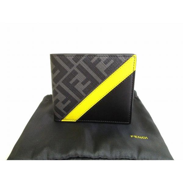 FENDI　フェンディ　ダイアゴナル　ズッカ　二つ折り財布 FENDI（フェンディ） ズッカ ファブリック レザー ダイアゴナル財布 2