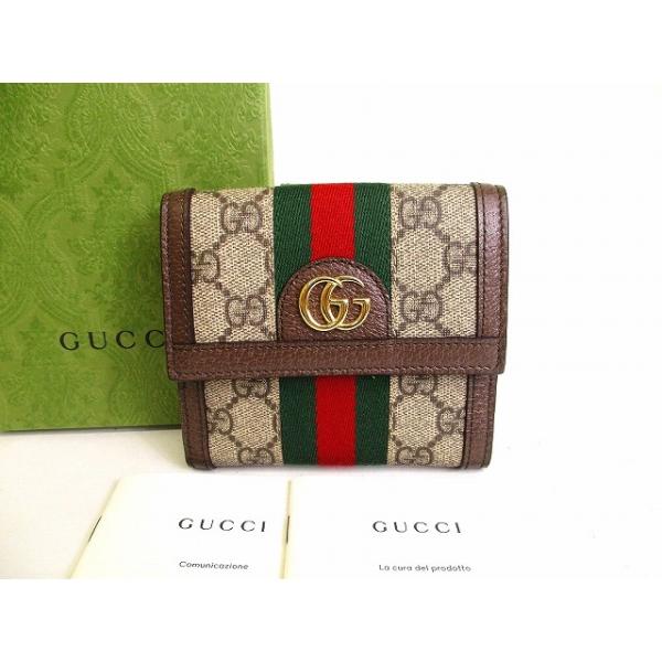 GUCCI グッチ オフィディア GG フレンチフラップウォレット 二つ折り財布 GG グッチ GUCCI オフィディア ウェブストライプ フレンチフラップ