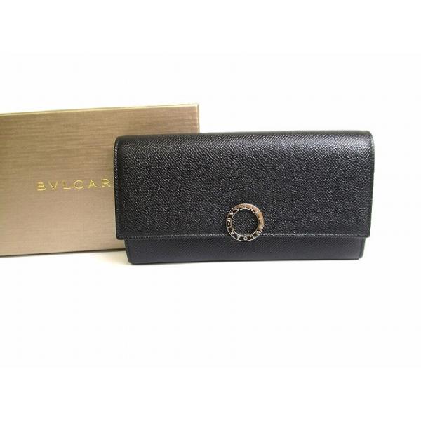 BVLGARI ブルガリ ロゴクリップ グレインレザー 型押し 2つ折長財布 黒 BVLGARI（ブルガリ） ブルガリブルガリ ロゴクリップ グレインレザー 2