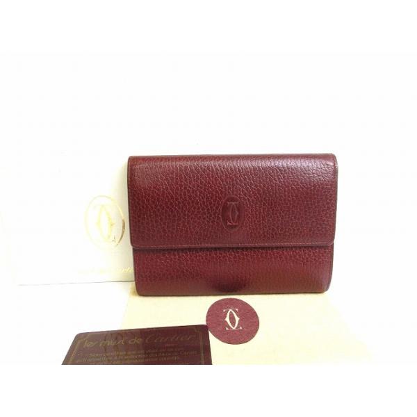Cartier カルティエ must de Cartier 財布 がま口 Cartier（カルティエ） マスト ドゥ カーフレザー がま口 3つ折り 財布