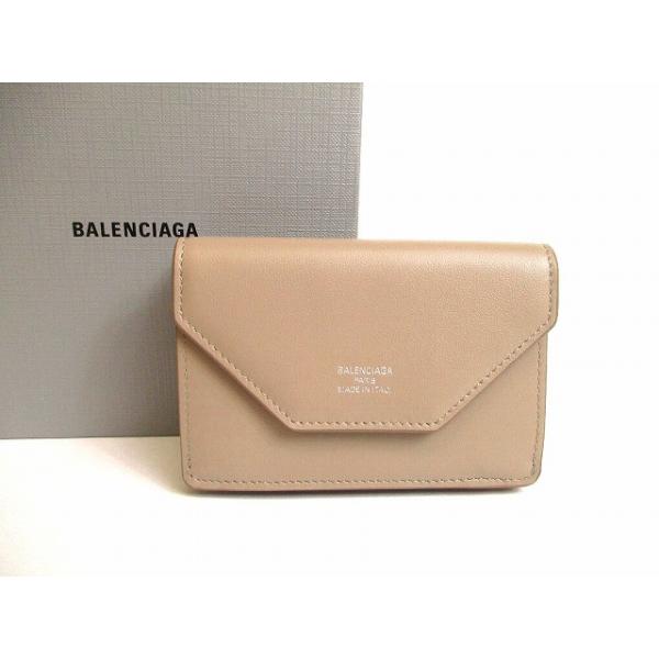 バレンシアガ BALENCIAGA エンベロープ レザー ミニウォレット 3つ折り財布 コンパクト財布 メンズ レディース 【未使用保管品】