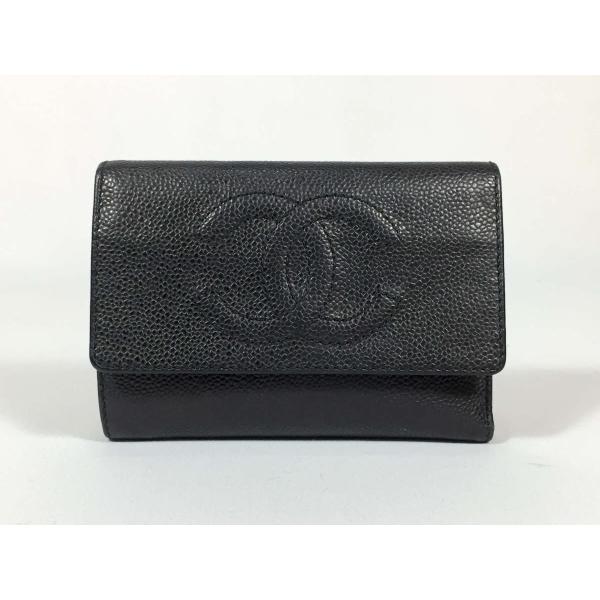 本店は 楽天市場】CHANEL□三つ折り財布 キャビアスキン 本店は 楽天市場】CHANEL□三つ折り財布 キャビアスキン