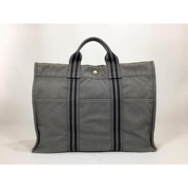 HERMÈS】フールトゥMM コットンキャンバス グレー トートバッグ