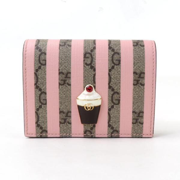 【新品未使用】GUCCI グッチ　折り財布　 スプリーム　アイス　二つ折り グッチ 二つ折り財布 GGスプリーム アイスクリーム レザー