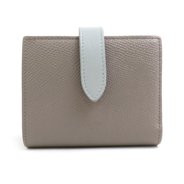 CELINE セリーヌ 二つ折り財布 レザー グレージュ×ブルーグレー CELINE セリーヌ 二つ折り財布 レザー グレージュ×ブルーグレー