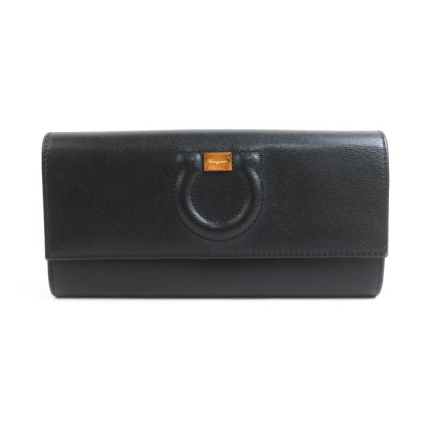 美品 Ferragamo フェラガモ ガンチーニ 長財布 ブラック 箱付 FERRAGAMO フェラガモ 財布 長財布 ガンチーニ レディース