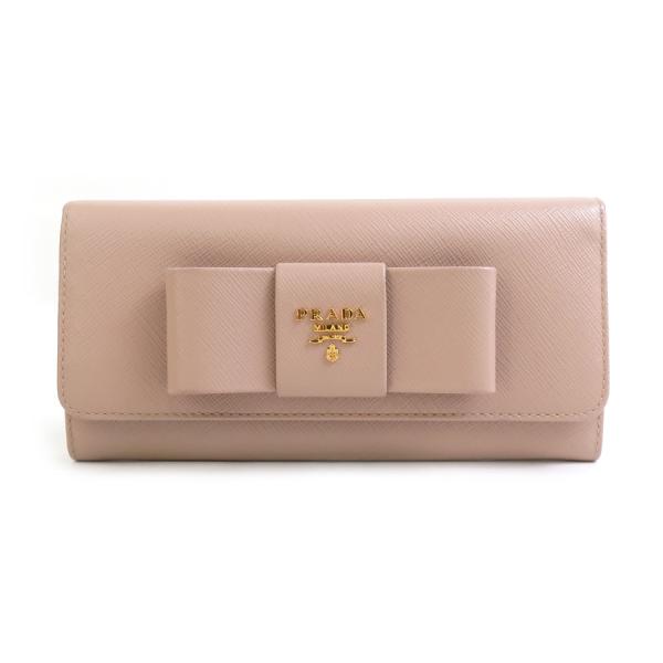 早い者勝ち　PRADA プラダ　長財布　二つ折り　バイカラー　ピンク　ベージュ PRADA（プラダ） 二つ折り長財布 レザー ピンクベージュ : ブランド