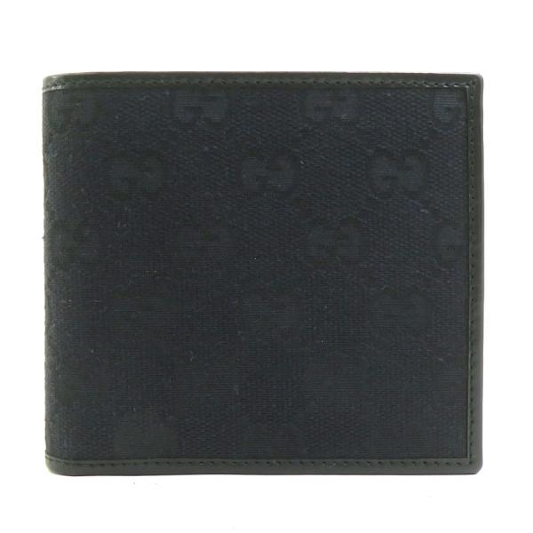 グッチ GUCCI 二つ折り財布 GGキャンバス ブラック ユニセックス 送料無料【中古】 56493g brandvalue-store_56493g