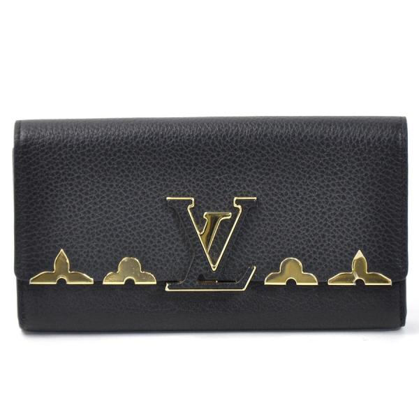 美品 ルイヴィトン Louis Vuitton 長財布 ポルトフォイユ カプシーヌ M64551 ブラックxゴールド レザーx金属素材 ついに入荷
