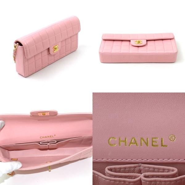 シャネル Chanel チェーンショルダーバッグ チョコバー ピンク 定番から日本未入荷 定番人気 レザー