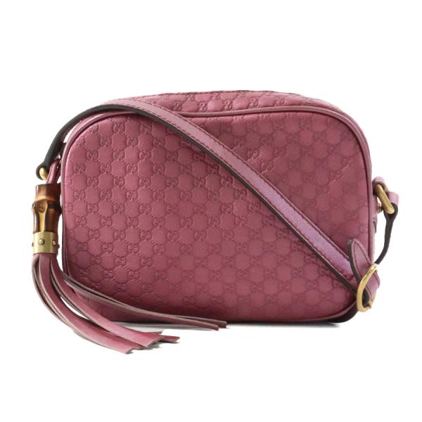 GUCCI（グッチ） 斜め掛けショルダーバッグ レザー メタリックピンク 