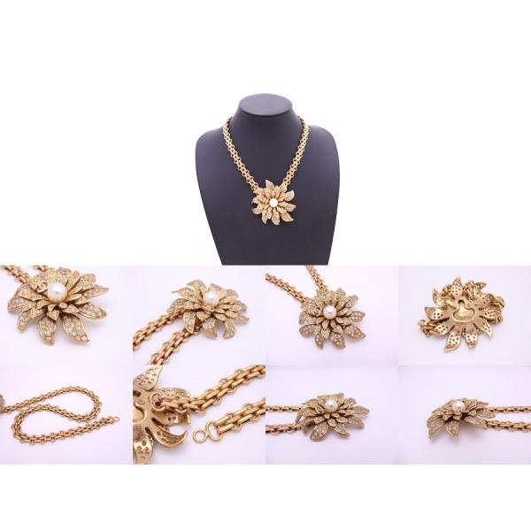 シャネル Chanel ネックレス ココマーク ゴールド 金属素材ｘラインストーン おすすめ 2020 新作 フラワーペンダント