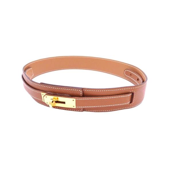 エルメス Hermes ベルト ケリー アウトレット品 レザーx金属素材 ブラウンxゴールド金具 定番人気