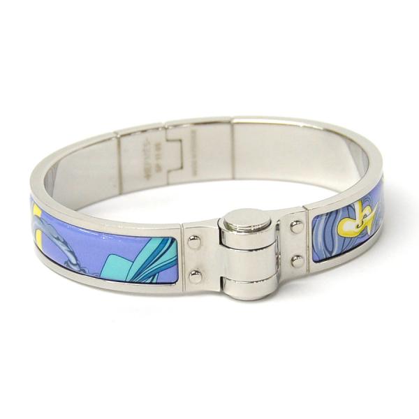 エルメス Hermes 爆買いセール バングル クリッククラック 金属素材ｘエナメル おすすめ 送料無料 シルバーｘブルーｘマルチカラー