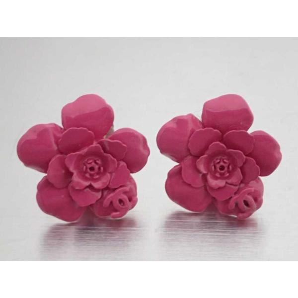 シャネル Chanel イヤリング カメリア おすすめ ココマーク ついに入荷 シルバーｘピンク 金属素材ｘエナメル