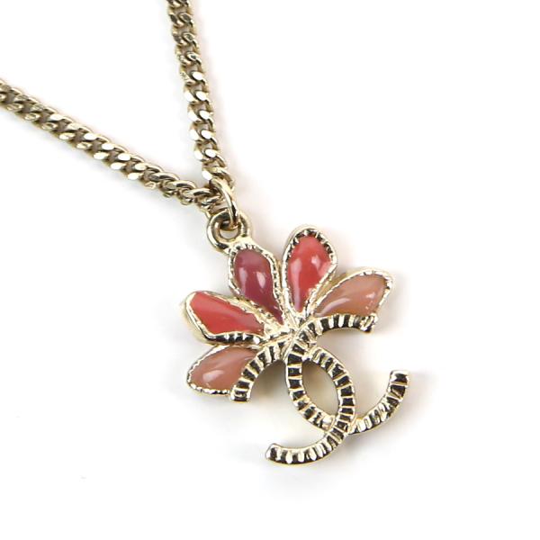 シャネル 価格 Chanel ネックレス ココマーク おすすめ 金属素材ｘエナメル ライトゴールドｘピンク