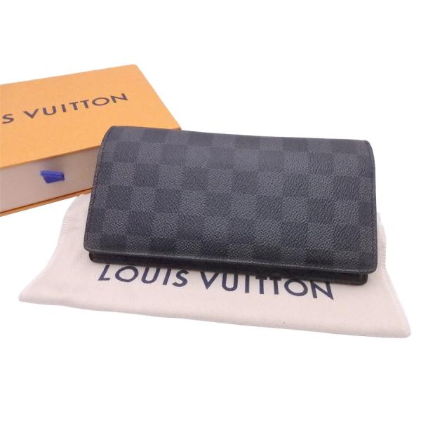 ルイヴィトン Louis Vuitton 二つ折り長財布 ダミエグラフィット ポルトフォイユ ブラザ ダミエグラフィットキャンバス ダークグレー 訳あり