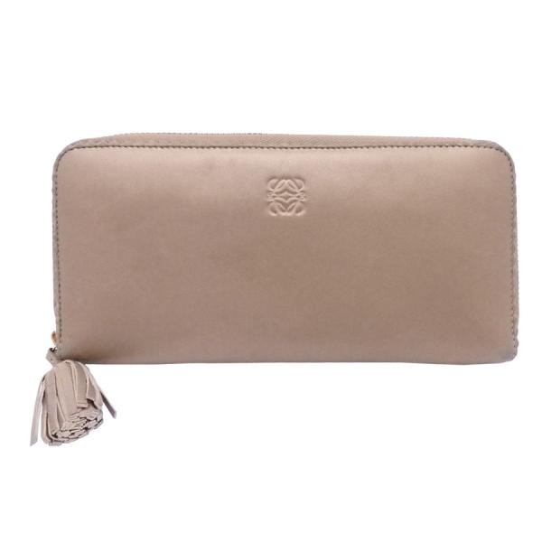 良品✨LOEWE 長財布 ラウンドファスナー アナグラム レザー ゴールド LOEWE ロエベ アナグラムレザー 正規品 美品 ラウンドファスナー