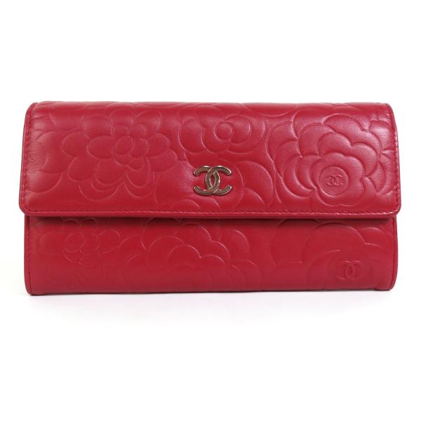 CHANEL（シャネル） 長財布 カメリア ココマーク 型押しレザー ダーク