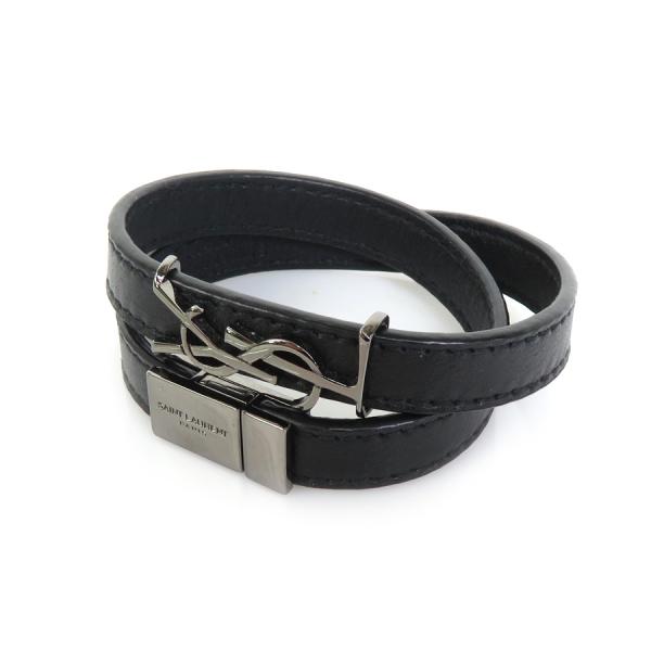 SAINT LAURENT 黒レザー バングル Amazon | サンローラン パリ バングル ブレスレット レザー
