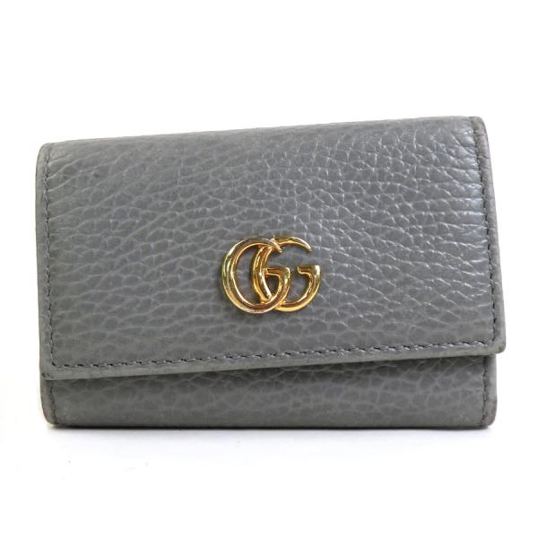 美品 GUCCI グッチ キーケース GGマーモント グレー GUCCI グッチ キーケース GGマーモント レザー/メタル グレー
