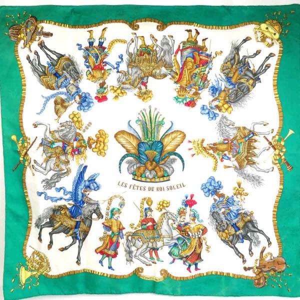 HERMES エルメス スカーフ カレ90 LES FETES DU ROI SOLEIL シルク