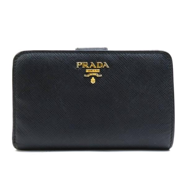 PRADA 二つ折り財布 黒 レザー製 PRADA（プラダ） 二つ折り財布 レザー ブラック : ブランドバリュー