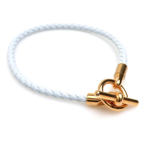 HERMES エルメス ブレスレット グレナン レザー/メタル ホワイト
