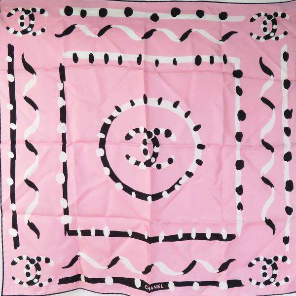 CHANEL（シャネル） スカーフ ココマーク シルク ピンク/ブラック