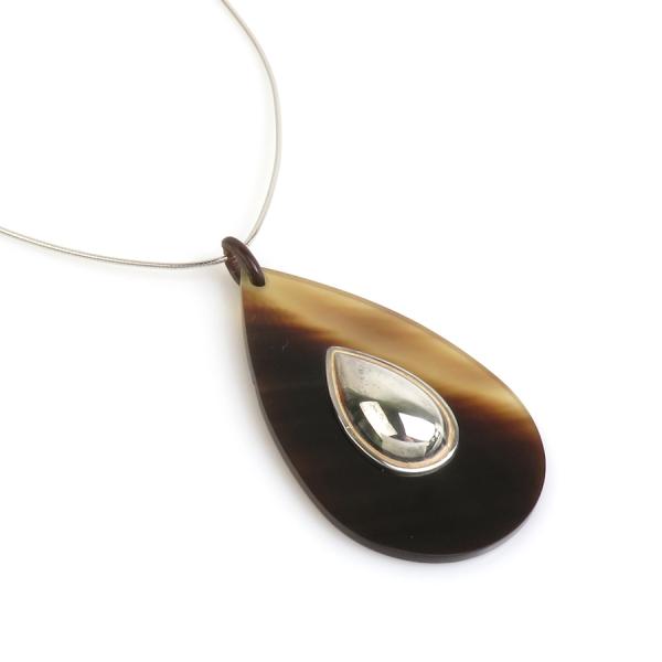 HERMES エルメス ネックレス メタル/バッファローホーン シルバー