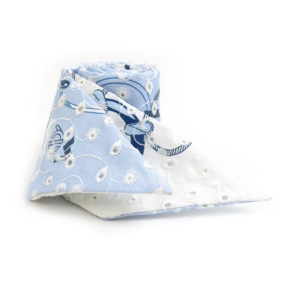 HERMES エルメス スカーフ ツイリー シルク ブルー/ホワイト  