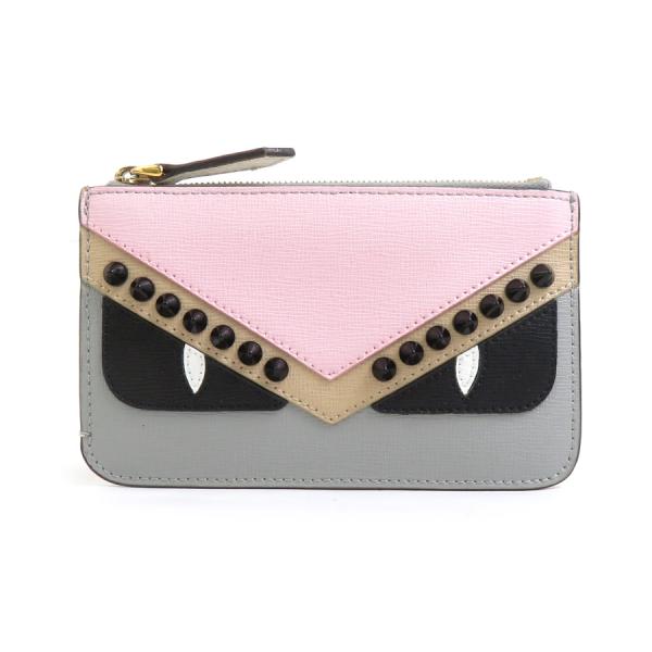 FENDI（フェンディ） コインケース モンスター レザー ピンク/グレー