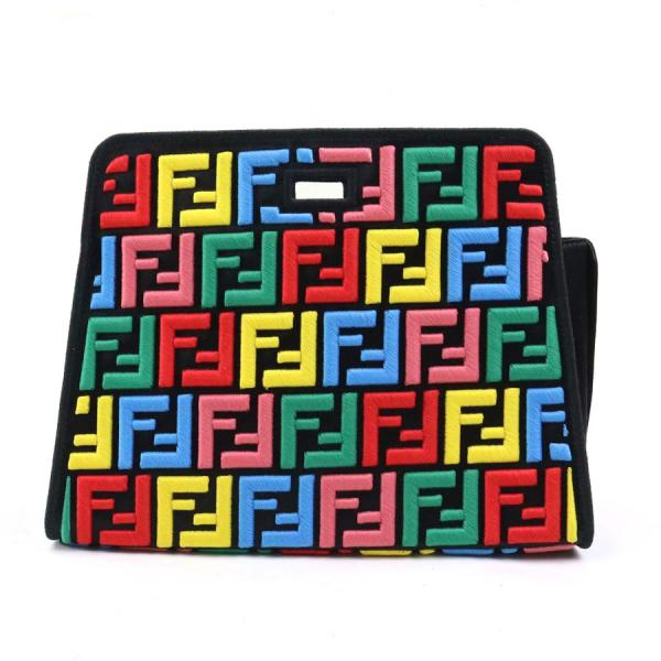 美品 FENDI ピーカブー ディフェンダー マルチカラー ズッカ柄 FENDI フェンディ ディフェンダー ピーカブー サテン/コットン