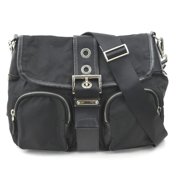 掲載は11/21まで！！美麗品❗️PRADA ナイロン ショルダーバッグ プラダ ショルダーバッグ レディース TESSUTO SAFFIANO ブラック