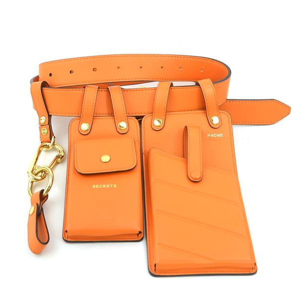 FENDI カバンベルト FENDI フェンディ ベルトバッグ ベルトポーチ レザー オレンジ