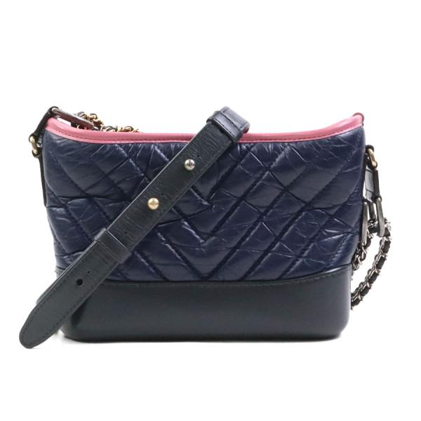 CHANEL シャネル ガブリエル ドゥ シャネル ショルダーバッグ グレー/ネイビー/ピンク 14055 レディース【中古】 e60657a CHANEL（シャネル） ショルダーバッグ ガブリエル ドゥ レザー/メタル