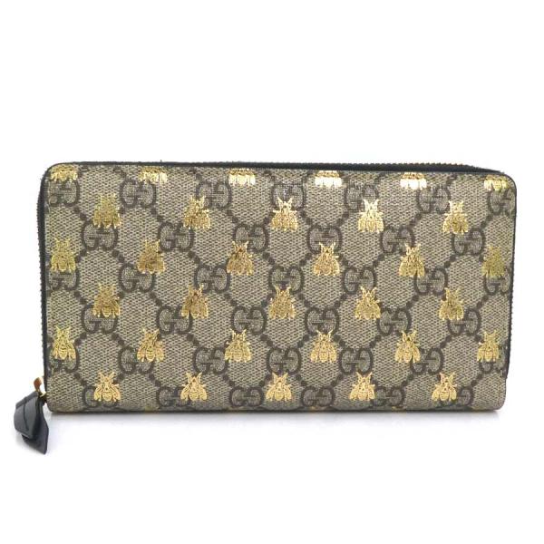GUCCI グッチ ラウンドファスナー長財布 Bee GGスプリーム