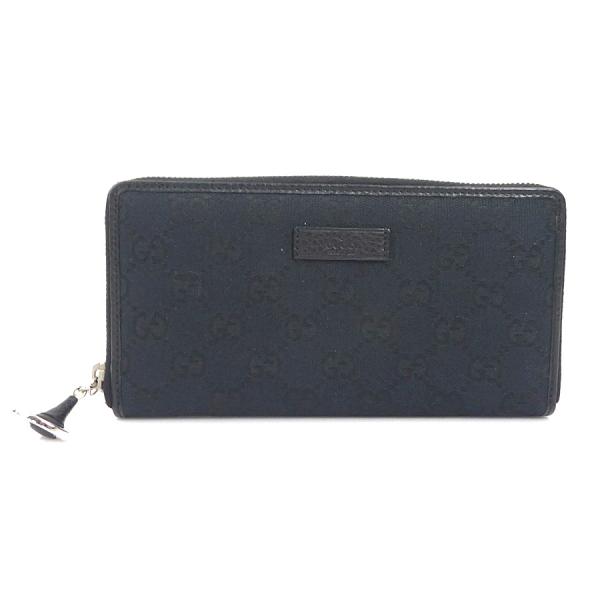 GUCCI（グッチ） ラウンドファスナー長財布 GGキャンバス ブラック