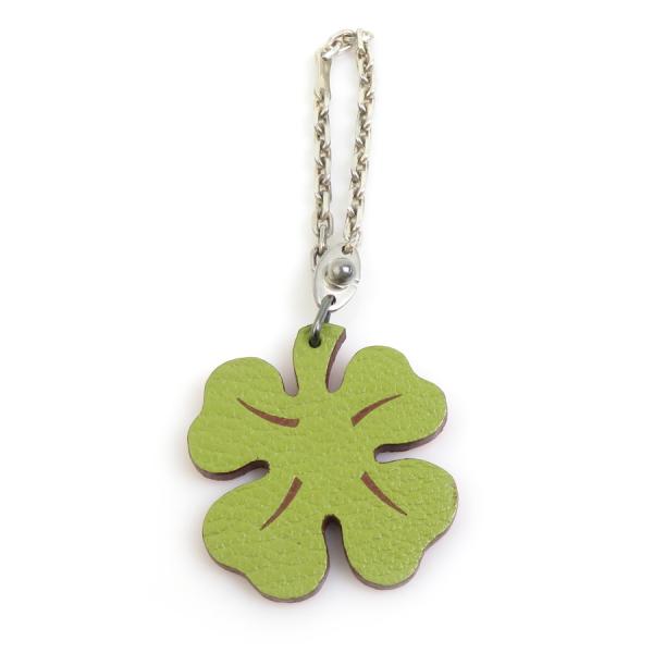 エルメス　チャーム　クローバー HERMES（エルメス） チャーム クローバー レザー/シルバー925 グリーン