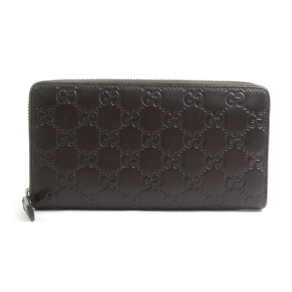 GUCCI（グッチ） ラウンドファスナー長財布 グッチシマ レザー ダーク 