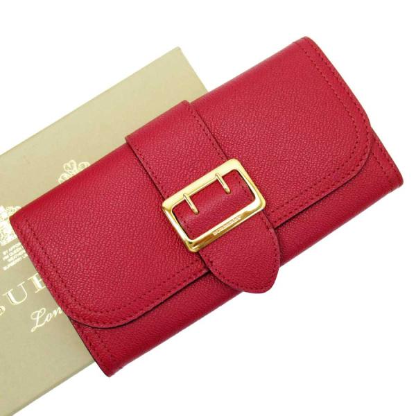 美品　バーバリー　長財布　グリーン　レザー　本革　大容量　フラップ開閉 BURBERRY（バーバリー） 長財布 レザー レッド : ブランドバリュー