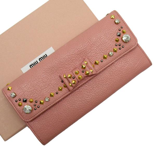 miu miu（ミュウミュウ） 長財布 レザー ピンク : ブランドバリュー