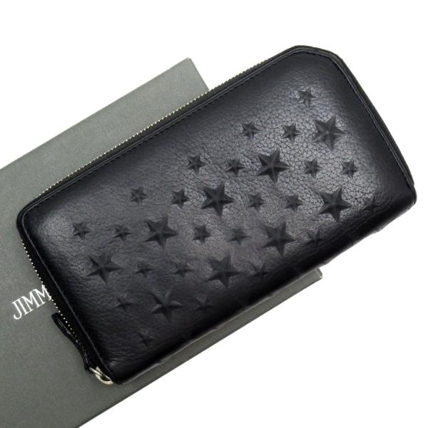 ジミーチュウ JIMMY CHOO ラウンドファスナー長財布 レザー ブラック