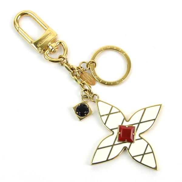 ルイヴィトン Louis 全品送料無料 Vuitton キーリング キーホルダー チャーム マルタージュ ゴールドxアイボリーxレッドxブラック 定番人気 金属素材 フラワーズ