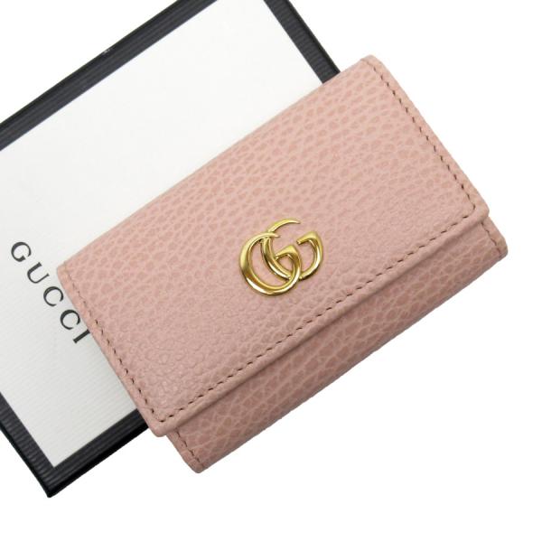 GUCCI グッチ 6連キーケース ダブルG レザー ピンク系xゴールド GUCCI グッチ 6連キーケース ダブルG レザー ピンク系xゴールド