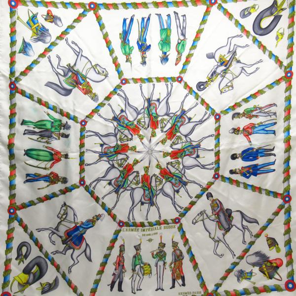 エルメス HERMES スカーフ カレ90 L'ARMEE IMPERIALE RUSSE ロシア軍事