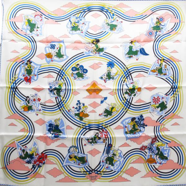 未使用✨エルメス Carres Volants 空飛ぶカレ 42×42 HERMES エルメス スカーフ カレ70 CARRES VOLANTS 空飛ぶカレ